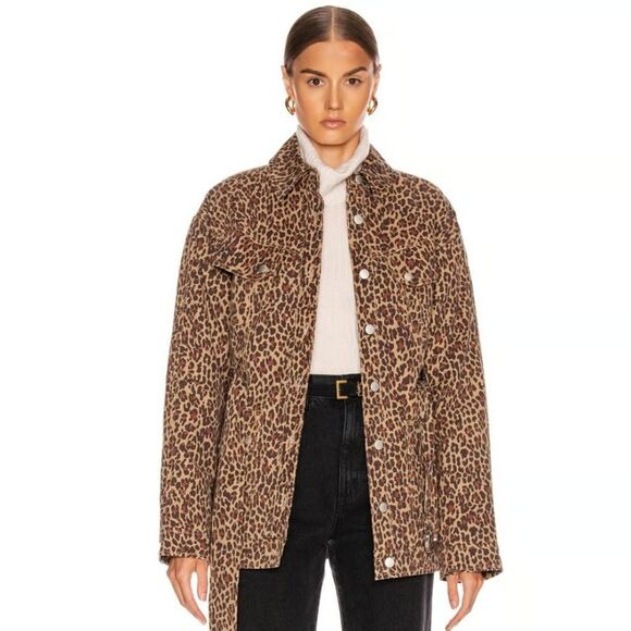 MARISSA WEBB Ellery Print Anorak Jacket Coat XS Filling Lined Leopard Brown B26 - Picture 1 of 7